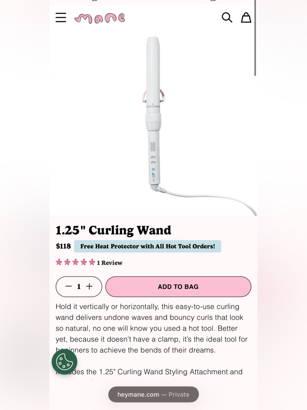 Mane 1.25" White Curling Wand w/ interchangeable Base | *New in box*